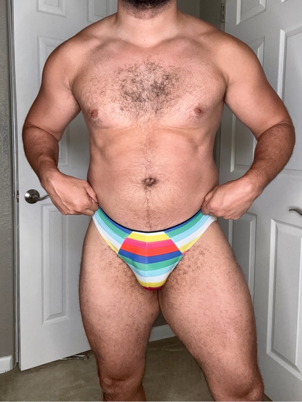 2XIST Men's Low-Rise Rainbow Stripe Briefs - Multicolor
